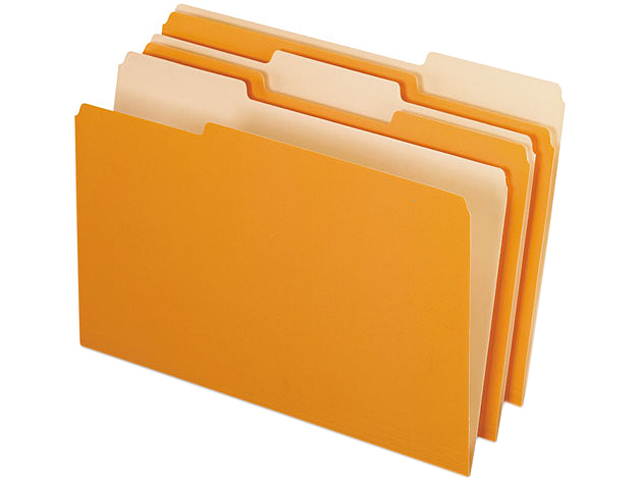 Pendaflex 1531/3ORA Two-Tone File Folders, 1/3 Cut Top Tab, Legal, Orange/Light Orange, 100/Box