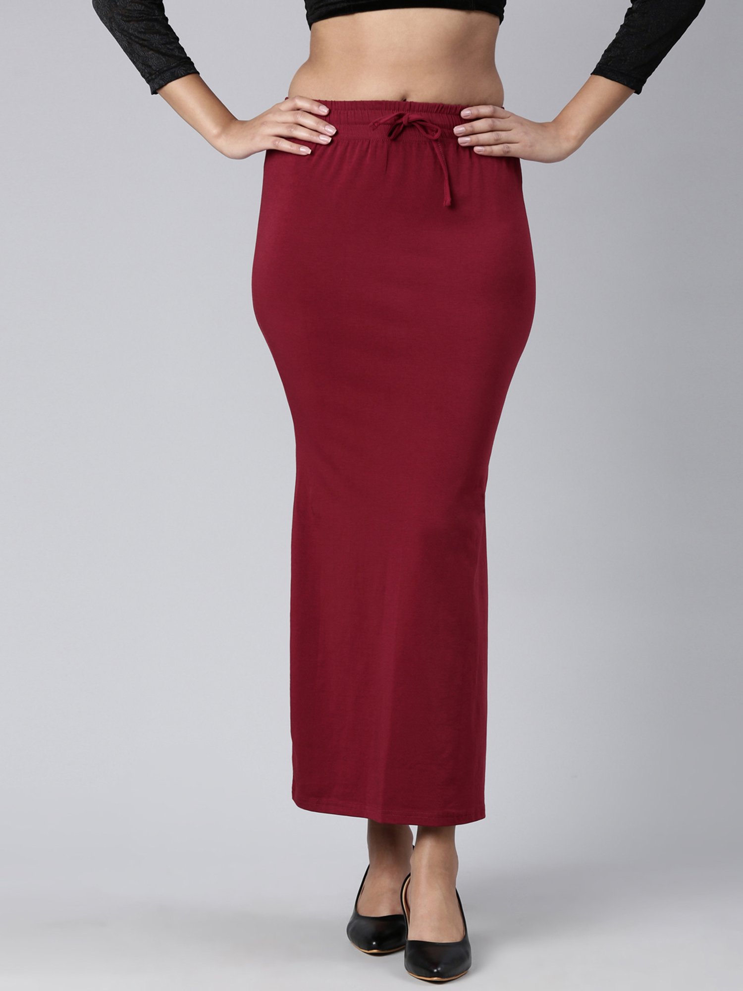 JCSS Maroon Cotton Saree Shapewear