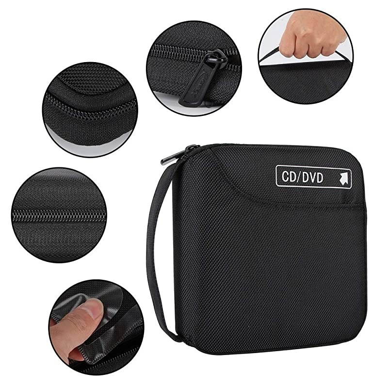 CD Case, 32 Disc CD DVD Wallet Storage Organizer Holder VCD Binder Bag Album Booklet (Black)