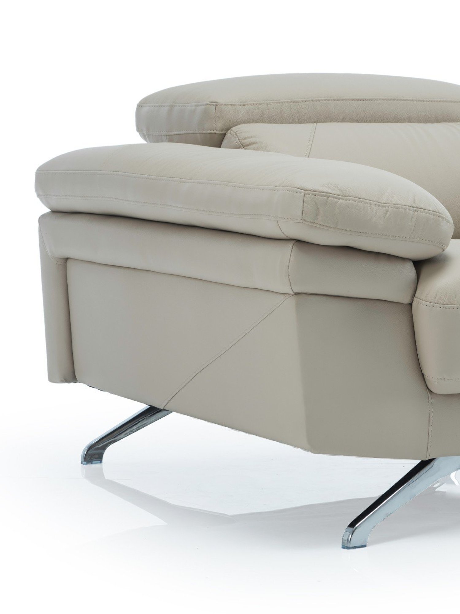 Durian Philly Mushroom Beige Leather 1 Seater Sofa