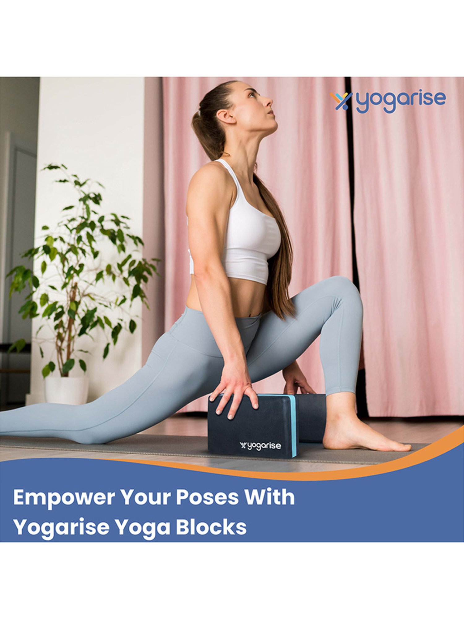 Yogarise Yoga Blocks for Yoga Practice (Blue)