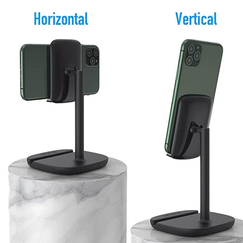 Cell Phone Stand for Desk  Adjustable Tablet Stand Phone Holder for FaceTime Zoom Video Compatible iPhone 11 Pro Xs Max Xr X 8 7 6, iPad Pro, All Smartphones, Tablets(4 to 11 inch) & More-Black