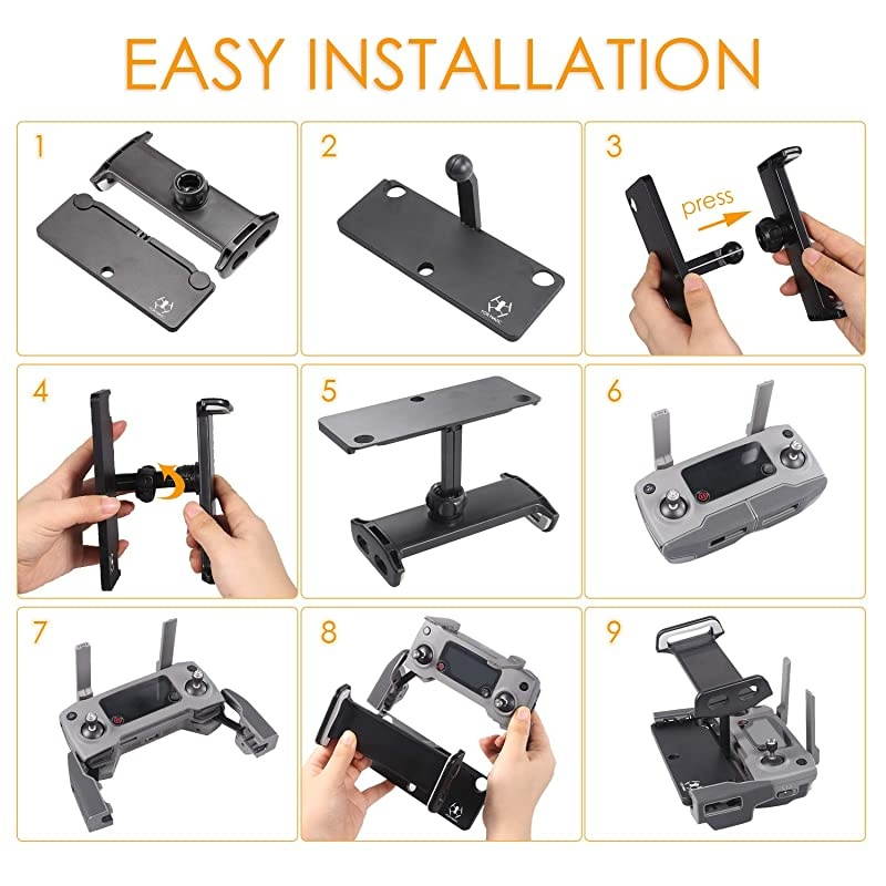 Mavic Air Pro Platinum Spark Tablet Holder Aluminum Adjustable Remote Controller Accessories Bracket Mount Extender with Neck Lanyard Strap for 412 Inch Phone Tablets