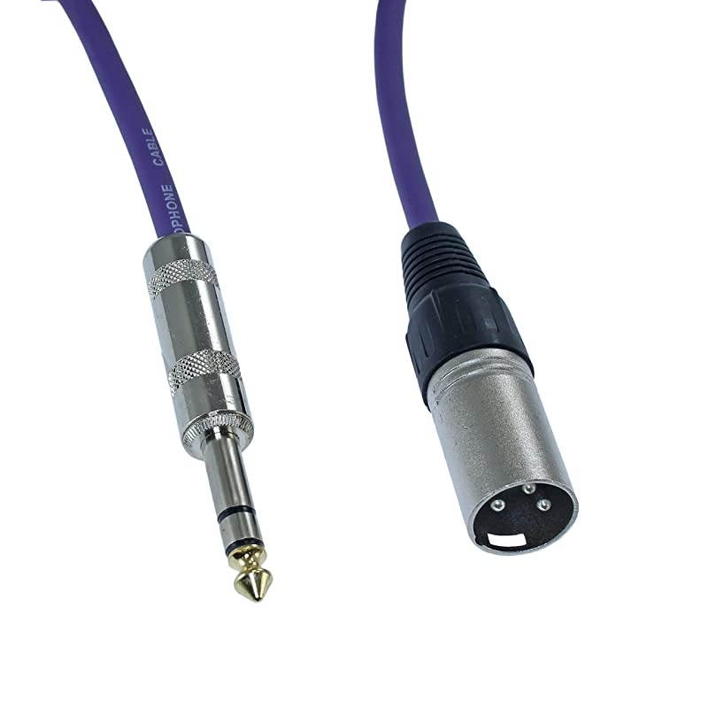 1/4" TRS to 3 Pin XLR Male Pro Audio Patch Cable Balanced and Shielded (6 Foot Feet ft Long, White)