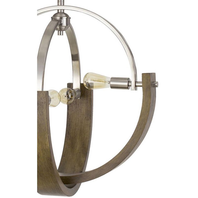 28" x 28" x 36" Metal/Wood Rauma Chandelier Brushed Steel - Cal Lighting