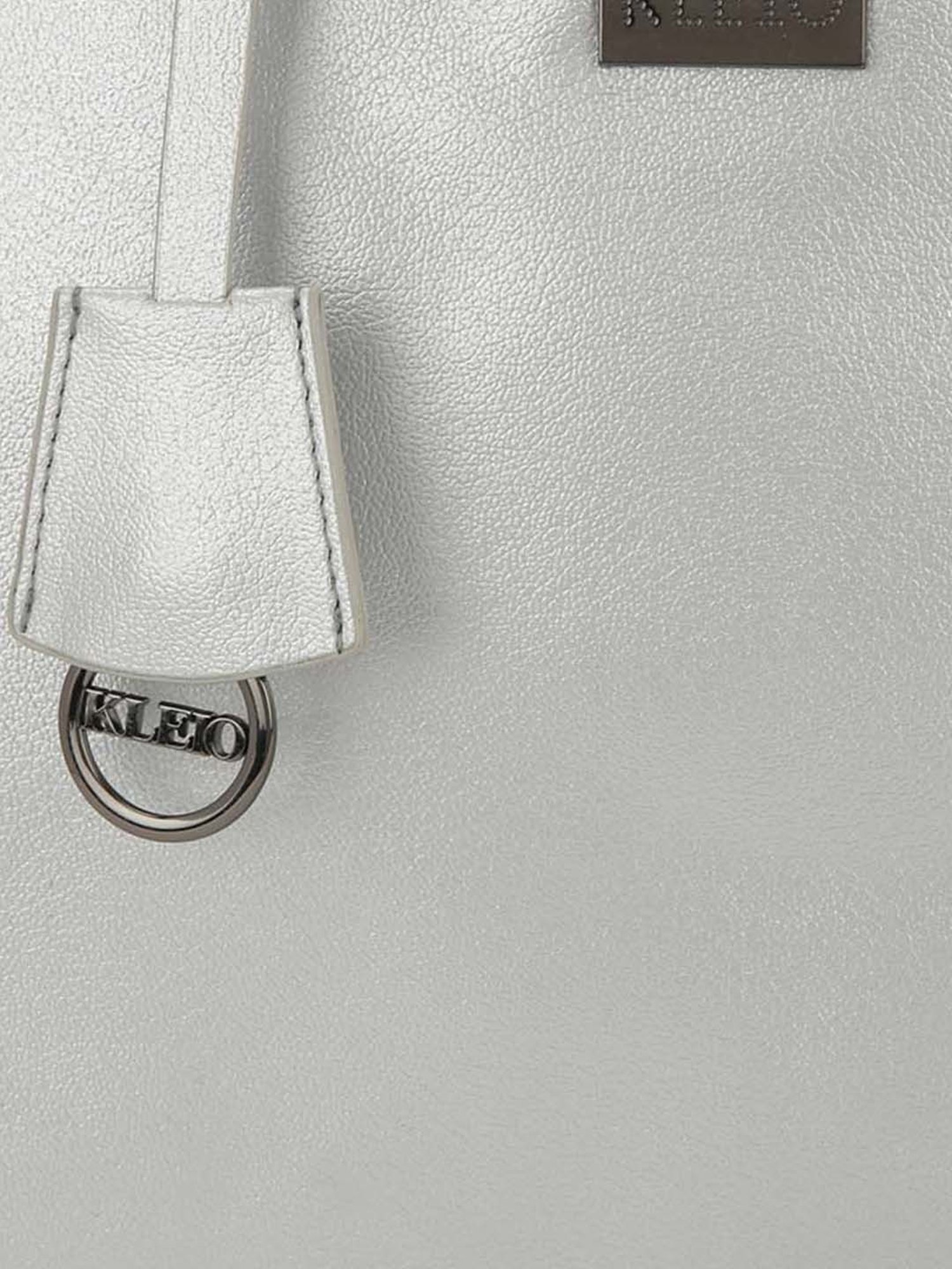 KLEIO Silver Solid Medium Tote Handbag