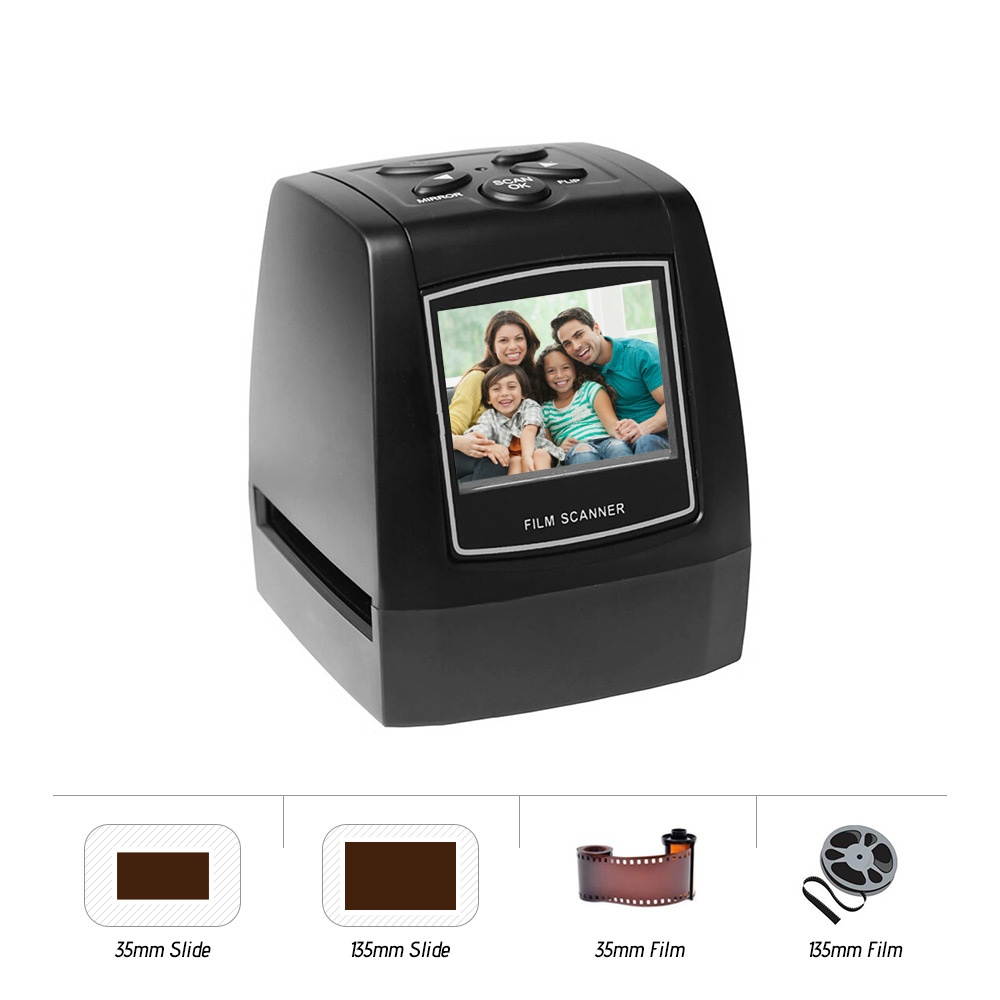 Portable Negative Film Scanner 5MP 35mm 135mm Slide Film Converter Photo Digital Image Viewer with 2.4" LCD Build-in Editing Software