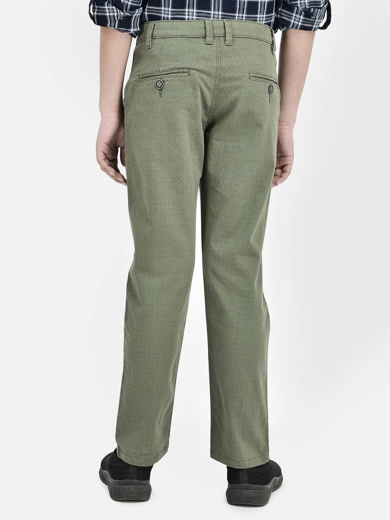 Crimsoune Club Boys Olive Cotton Printed Trousers