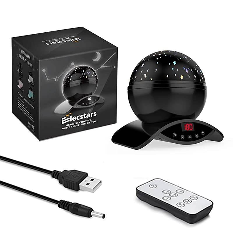 Night Lights Rechargeable Star Projector with Remote Control and Timer Auto Off Design Rotating Projection Lighting Lamp Room Decor Black
