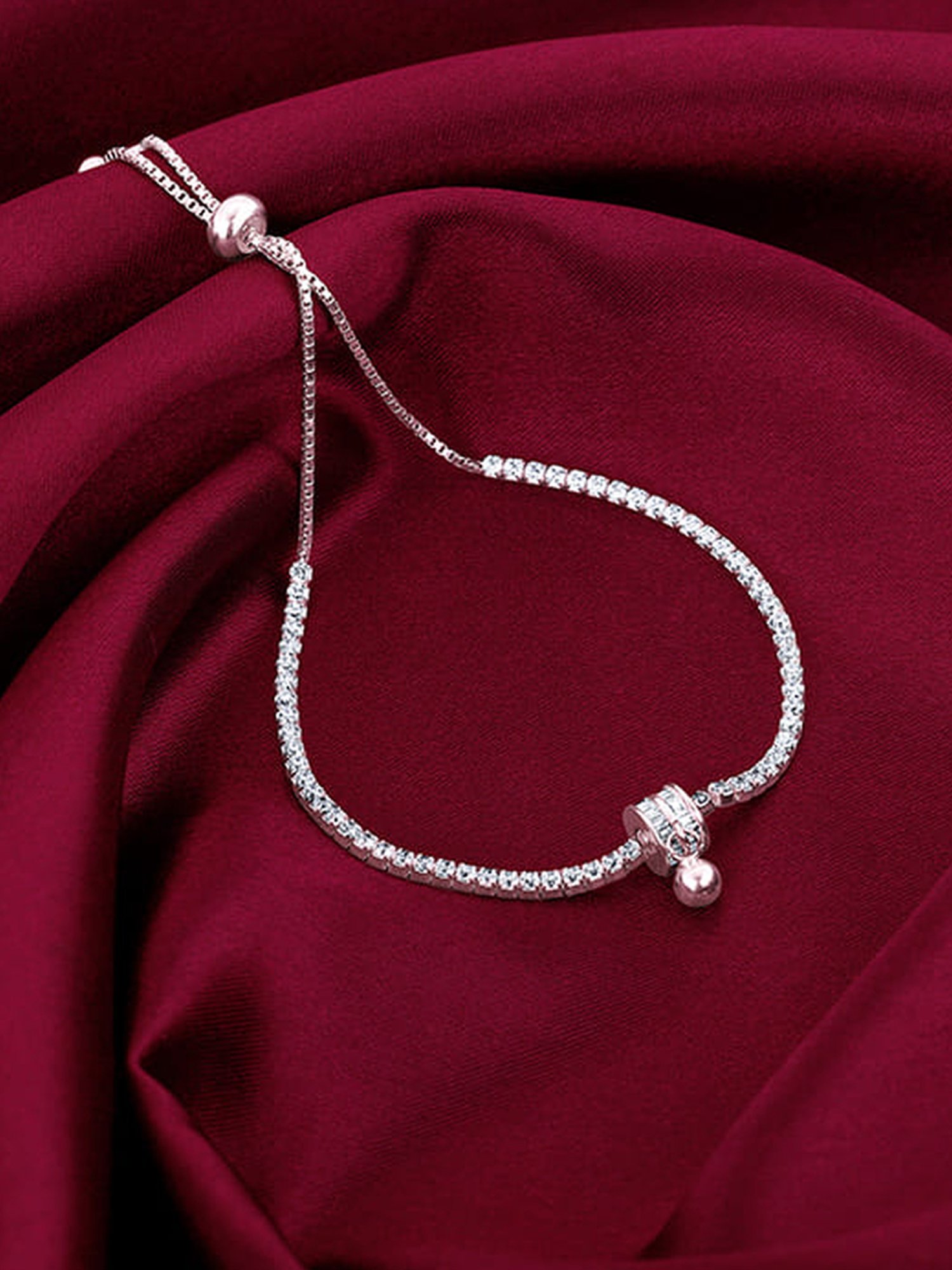 GIVA 925 Silver Roll of White Tennis Bracelet for Women & Girls