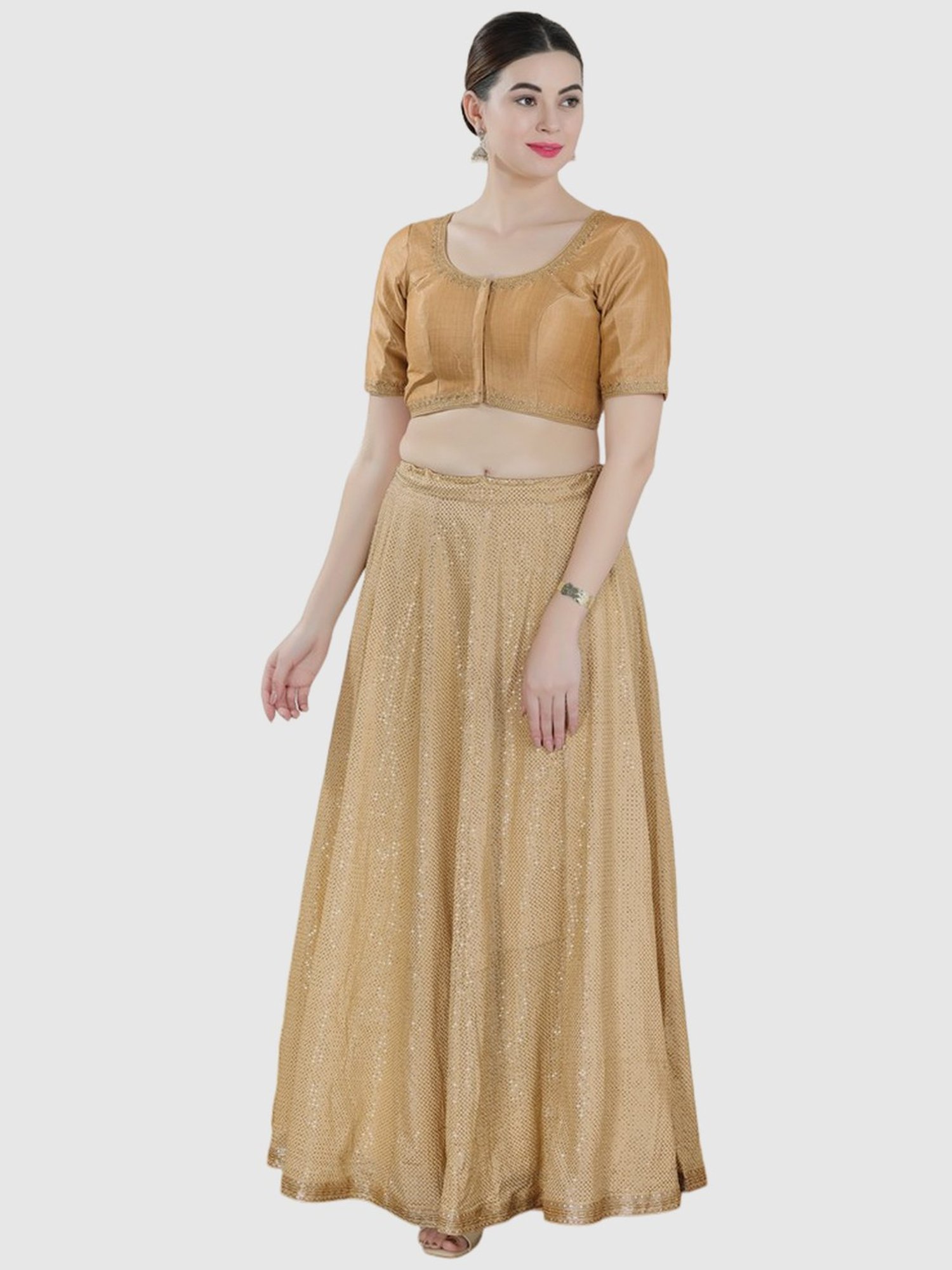 Salwar Studio Beige Embroidered Blouse