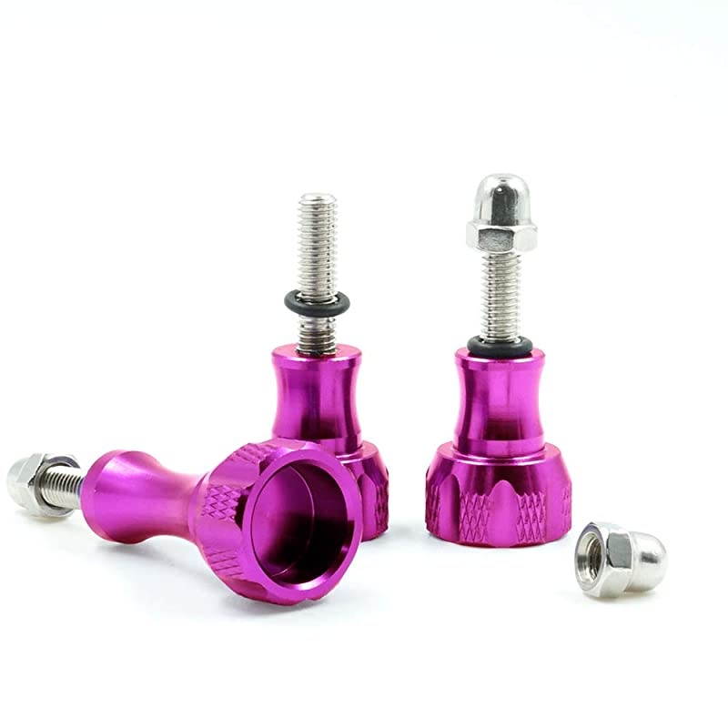Alloy Thumb Screw, Long Thumb Screw with Cap,  3Pcs Thumb Bolt Screw, Compatible with GoPro Hero 8/7/6/5/4/3/2/1 Camera and All Slots Fully Accessible (Pink)