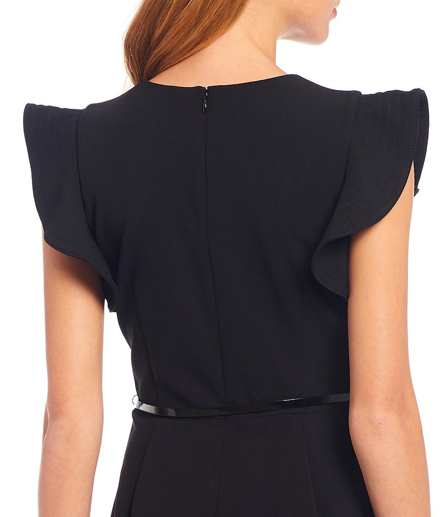 Calvin Klein Ruffle Sleeve Belted Wide Leg Jumpsuit