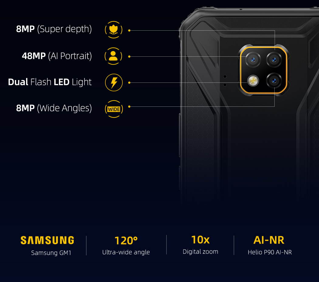 DOOGEE S95 Super Rugged Smartphones Unlocked  Helio P90 48MP Triple Rear Camera 6GB RAM+128GB ROM 5150mAh IP68 Waterproof Dropproof Dust Proof 6.3" FHD+ NFC Phone