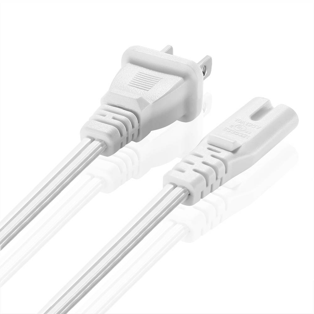 Universal 2 Prong Power Cord (3 Feet) - NEMA 1-15P to IEC320 C7 Shotgun Connector AC Power Supply Cable Wire Socket Plug Jack (White) Compatible with Apple TV, PS4, PS3 Slim, LED HDTV