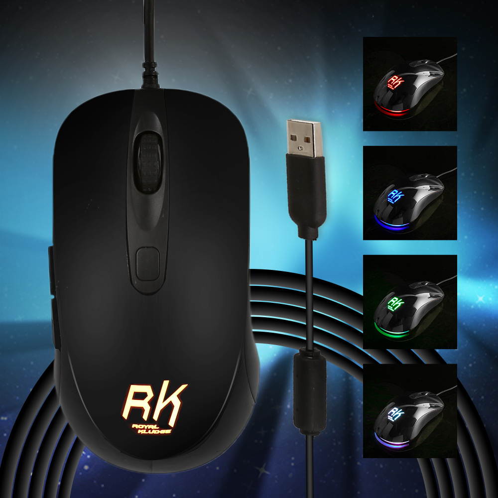 RK RM150 6 Button USB Wired Gaming Mouse Mice With 7-LED 7 DPI settings Selectable support Win7/ 2000/ ME/ NT / XP/ Mac OS Black
