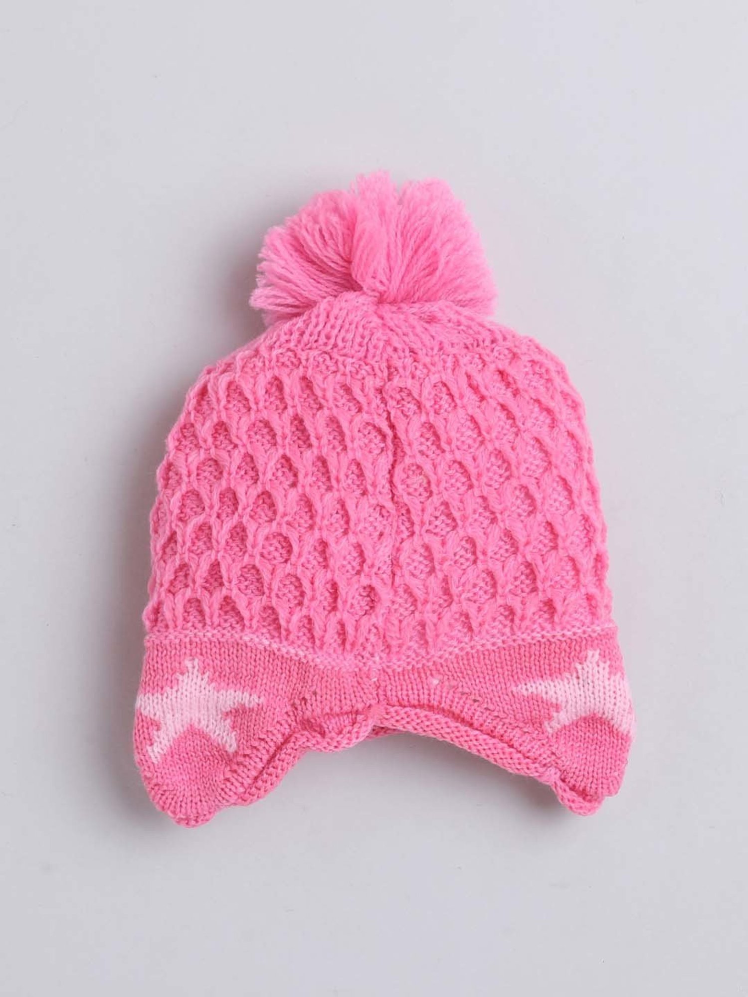 The Magic Wand Kids Pink Textured Pattern Winter Cap