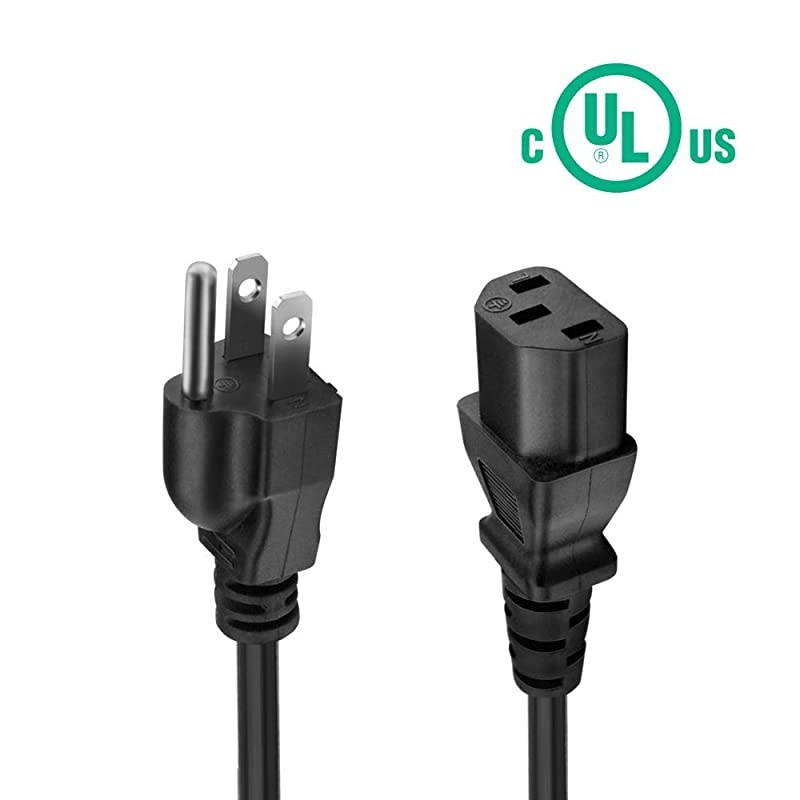 UL Listed 10Ft 3 Prong Plug AC Cable for Samsung Toshiba LG Sharp Sony AOC BenQ Acer Asus ViewSonic Dell Compaq Computer Monitor and LCD TV Epson Printer 10 Ft PC Power Cord