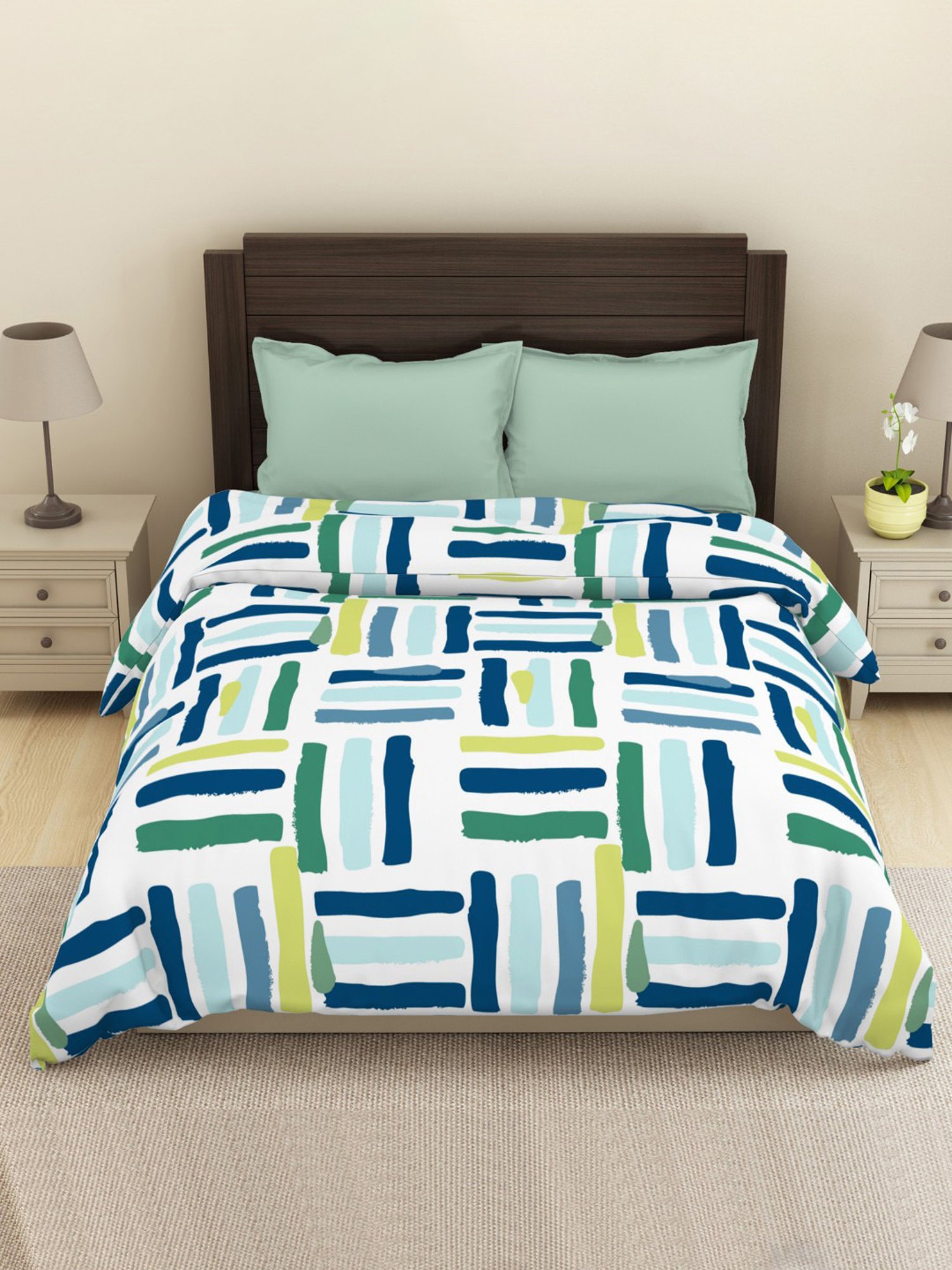 Welspun Printed Green 144 TC Microfiber Double Dohar