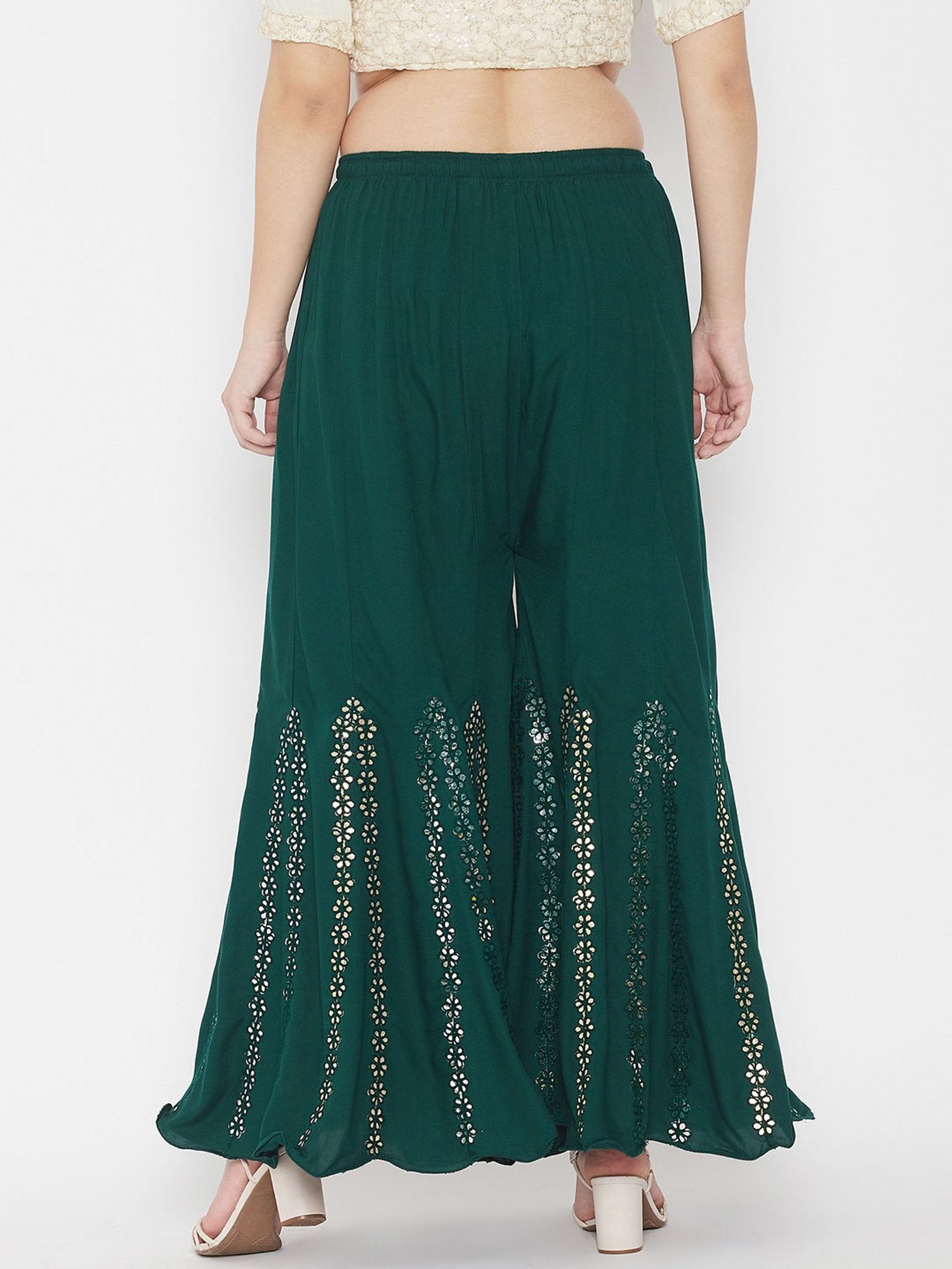 Castle Green Mirror Work Palazzos