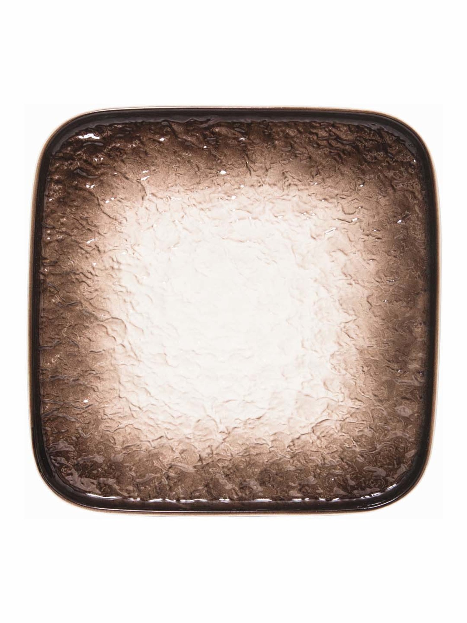 White Gold White & Brown Porcelain Square Snack Platter