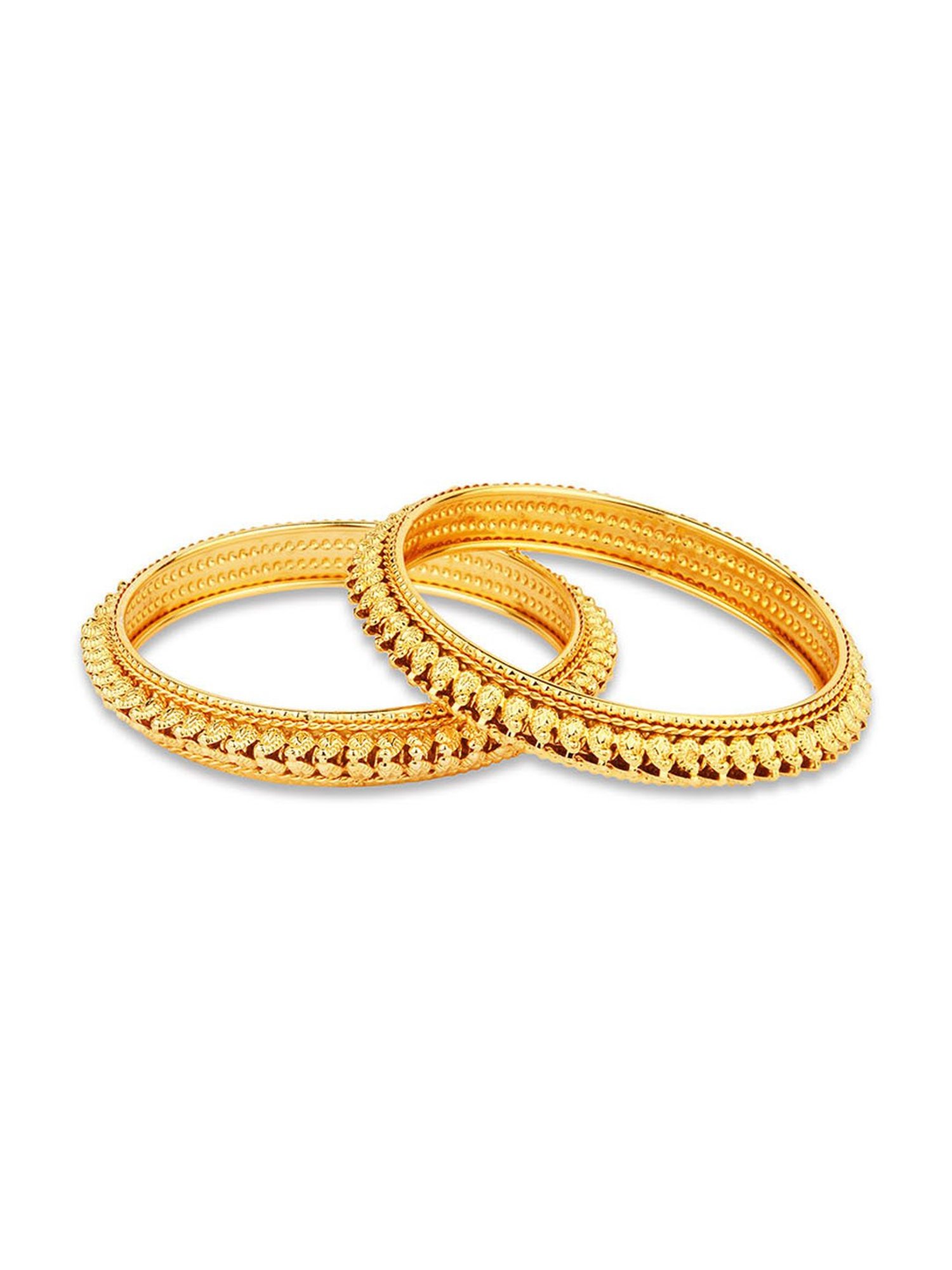 Fida Ethnic Traditional Gold Pkated Embossed Bangle Set for Women - Set of 2