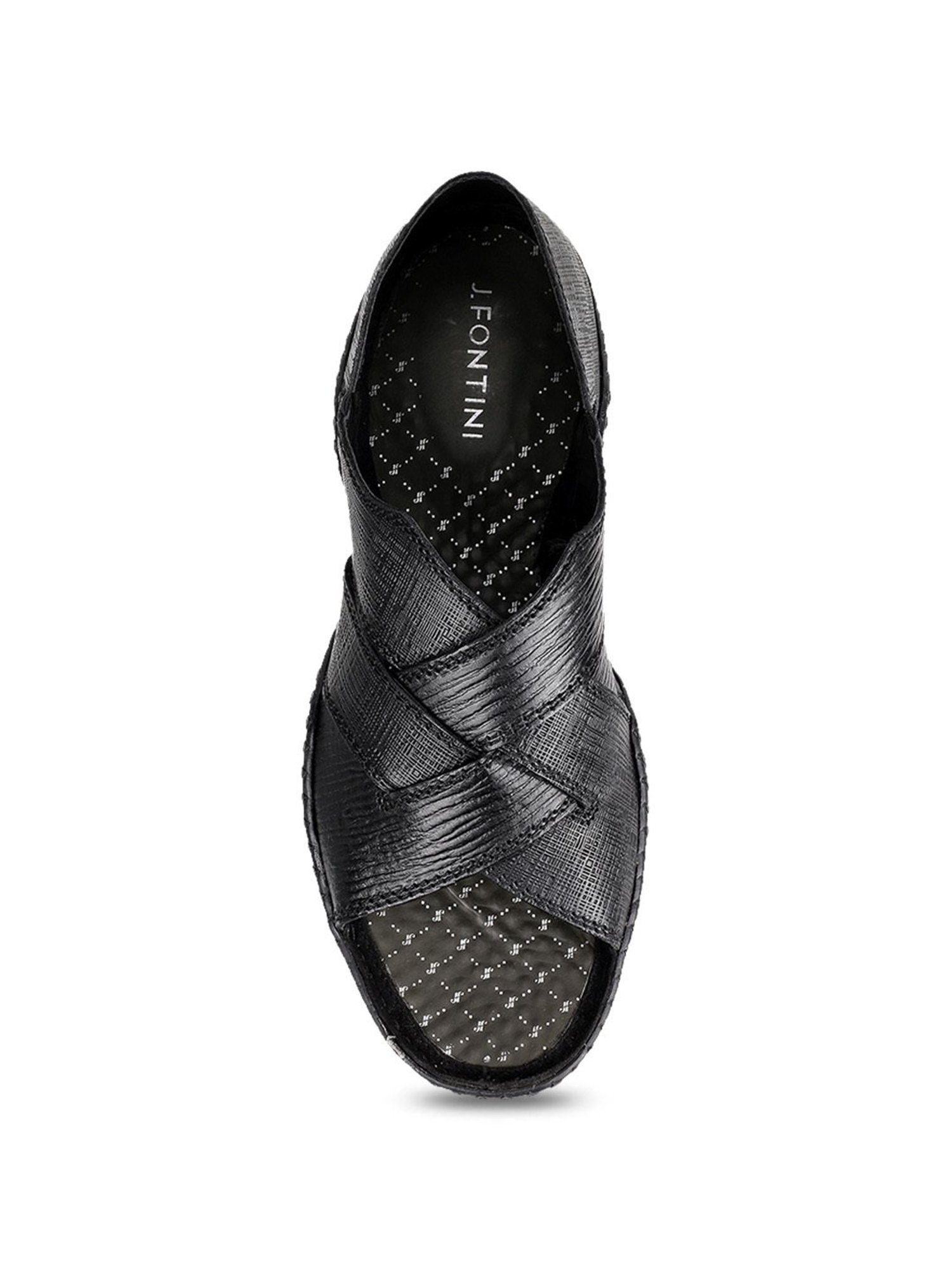J. Fontini by Mochi Men's Black Cross Strap Sandals