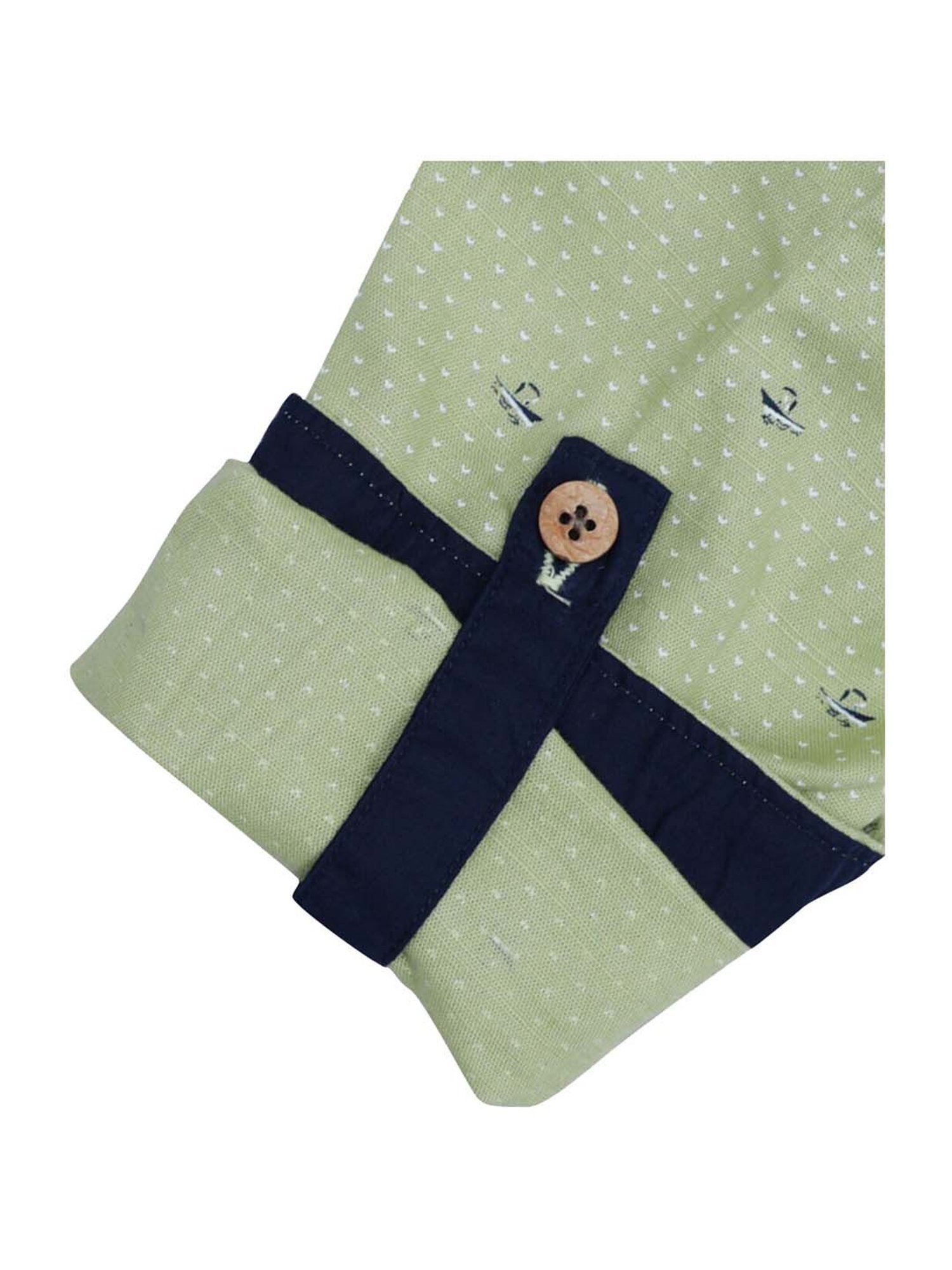 Manet Kids Green Cotton Printed Shirt