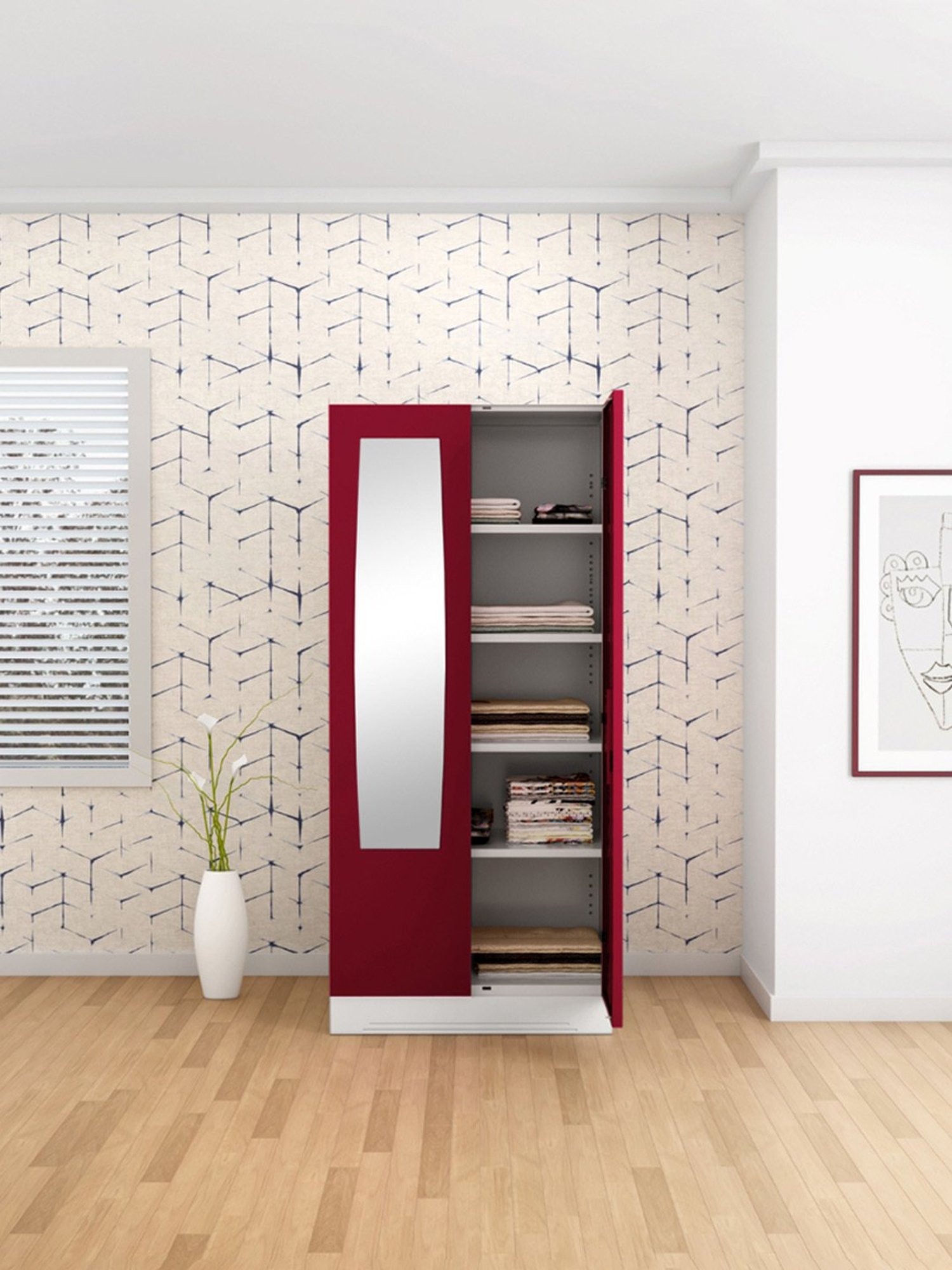 Godrej Interio Slimline 2-Door Steel Almirah, Red (1-Year Warranty)