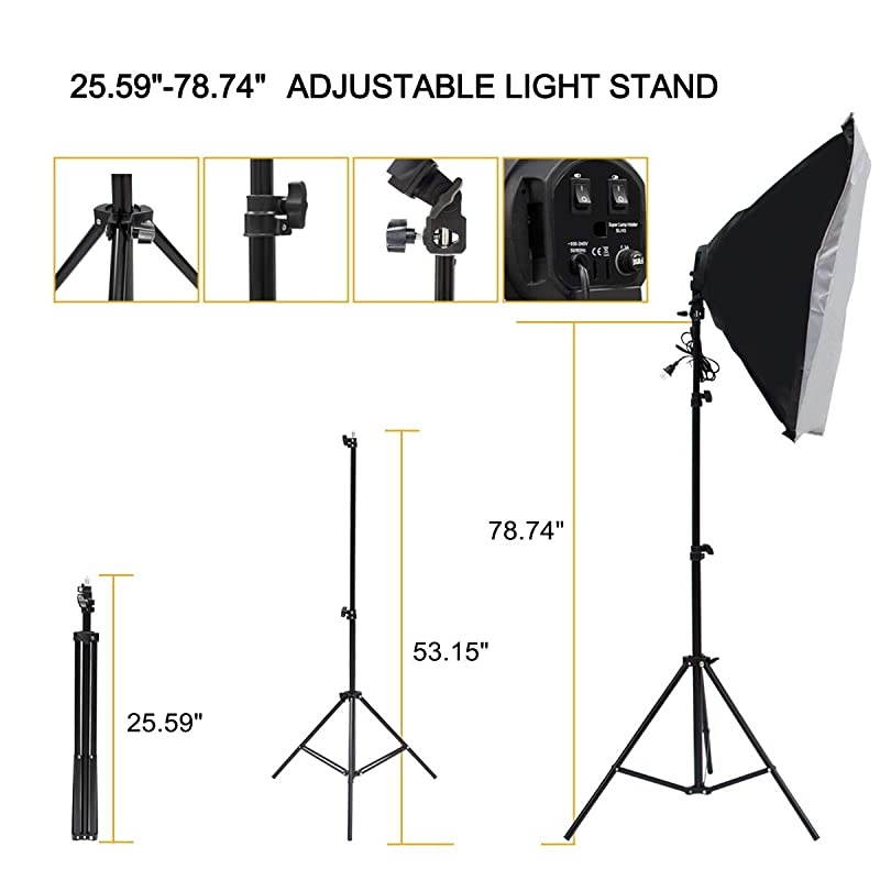 Photography Lighting Kit, 10ft x 6.6ft/2M x 3M Background Support System with 3 Color Backdrop, 3 Umbrella, 3 Softbox, Continuous Lighting Backdrop Kit for Photo Video Shooting