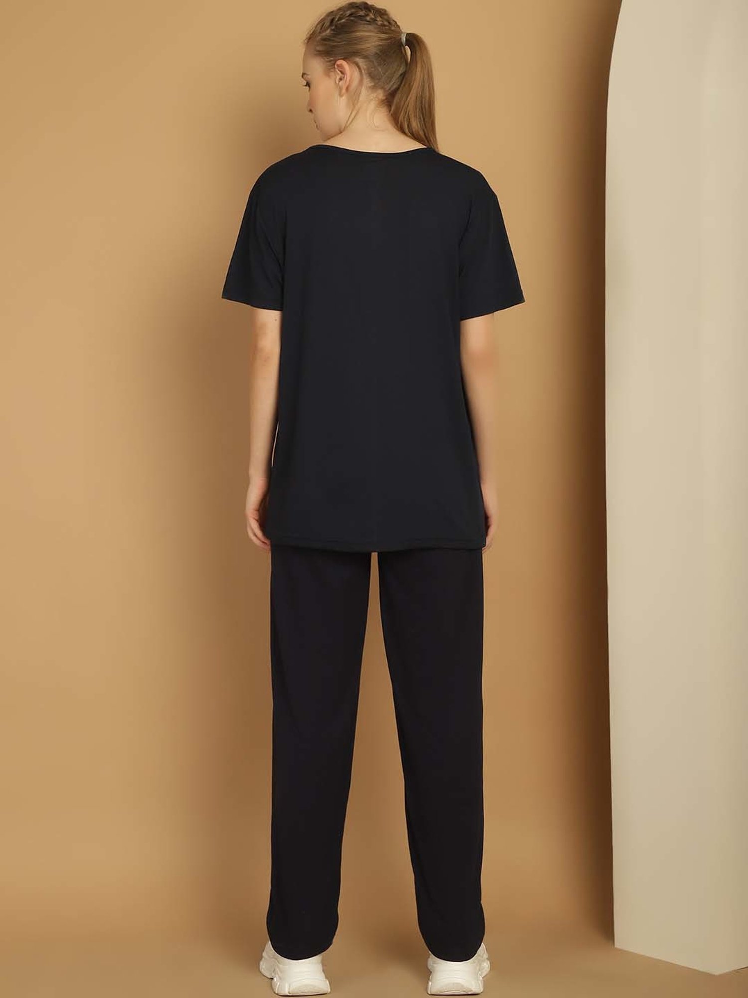 Vimal Jonney Black Cotton Sports T-Shirt Track Pant Set