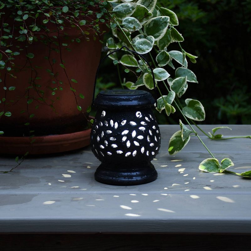 Solar Powered Ceramic LED Lantern Black