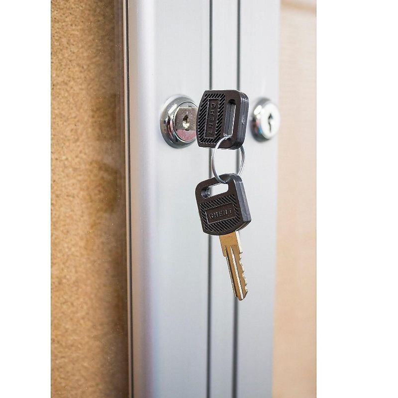 Ghent 3 Door Enclosed Natural Cork Bulletin Board with Satin Frame 4'H x 8'W PA34896K