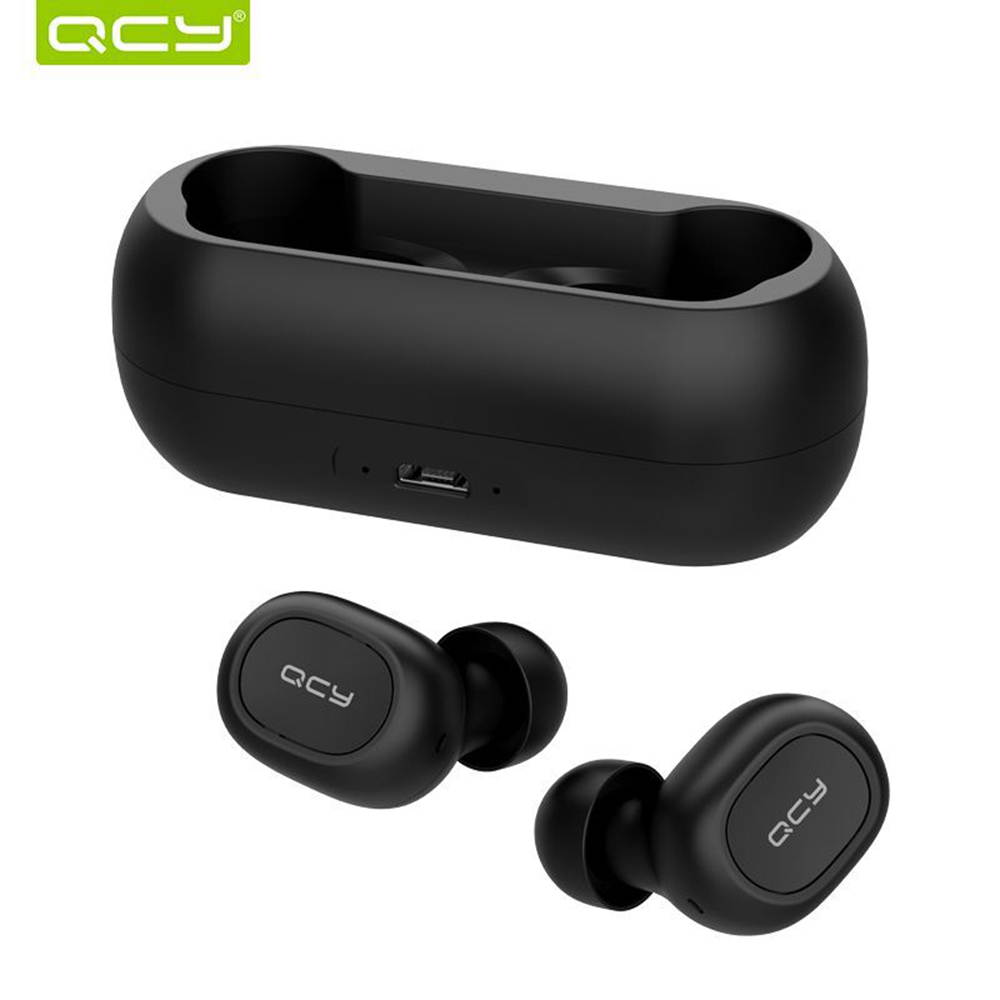 QCY T1 TWS Dual Bluetooth 5.0 Earphones with Mic Charging Box Noise Reduction - Black