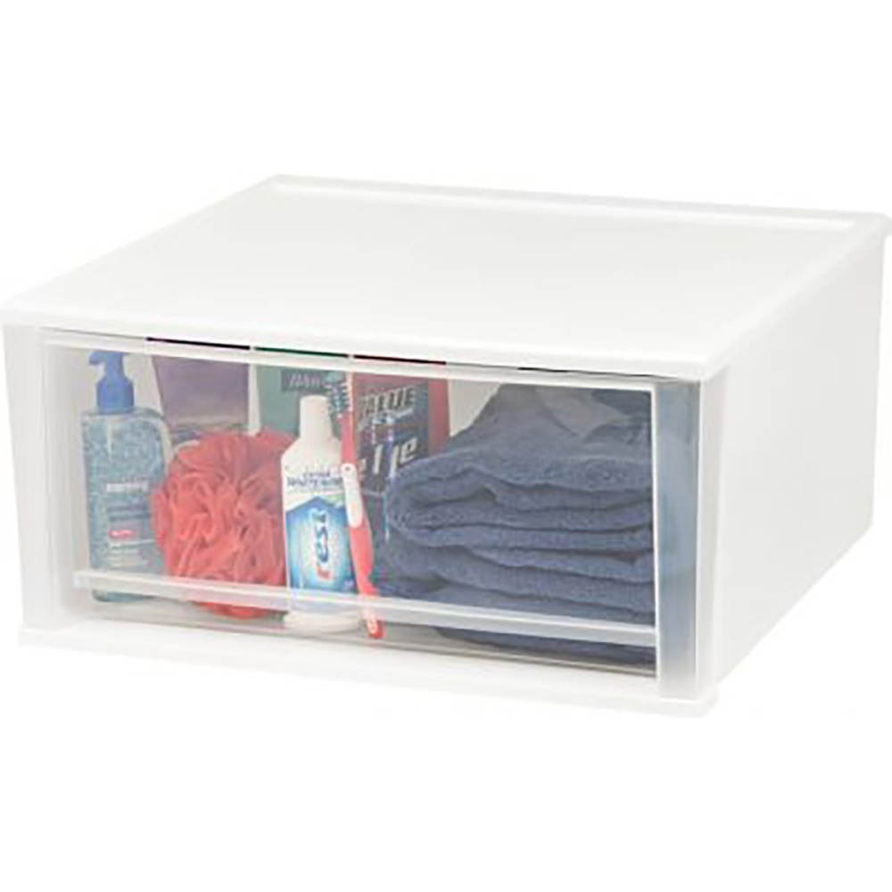 IRIS 7 Quart Stacking Drawer, 4 Pack, White