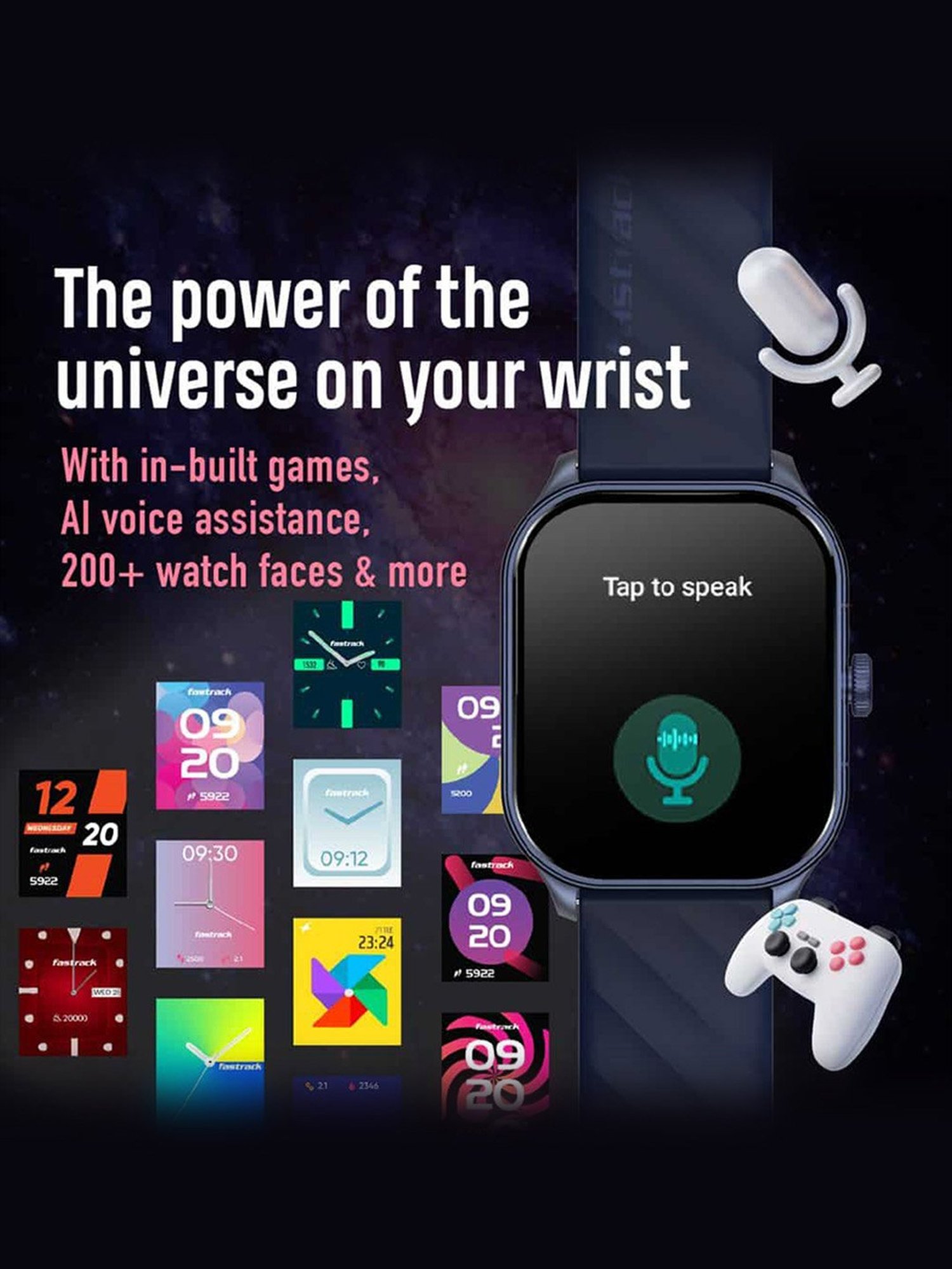 Fastrack Reflex Power BT Calling Smartwatch with 1.96 inch Super AMOLED Arched Display (Blue)