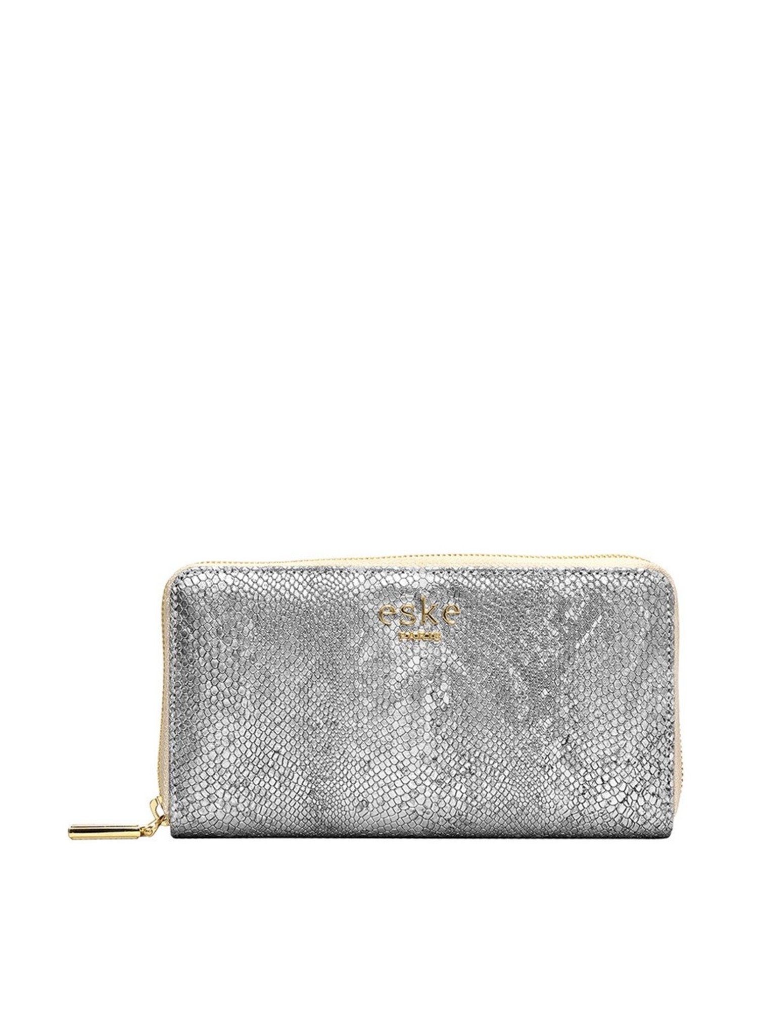 Eske Silver Printed Zip Around Wallet for Women