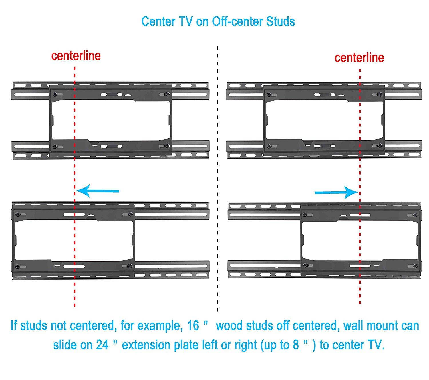 Mounting Dream MD5232 TV Wall Mount Extension Bracket for 16  or Less TV Wall Plate, Fitting 16  - 24  Wood Stud and Easy Centering TV in Position, Max Loading Capacity of 154 LBS