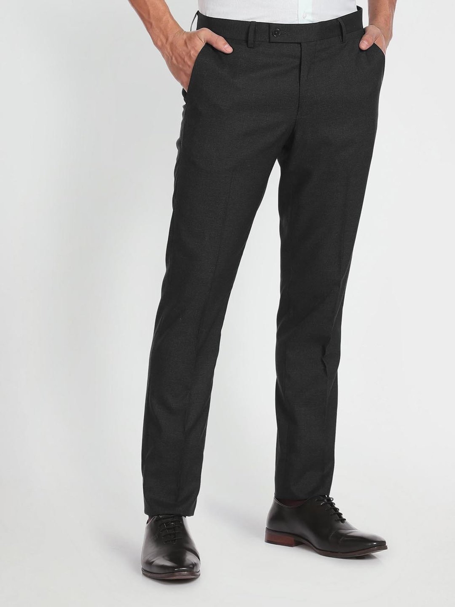 Arrow Grey Regular Fit Trousers