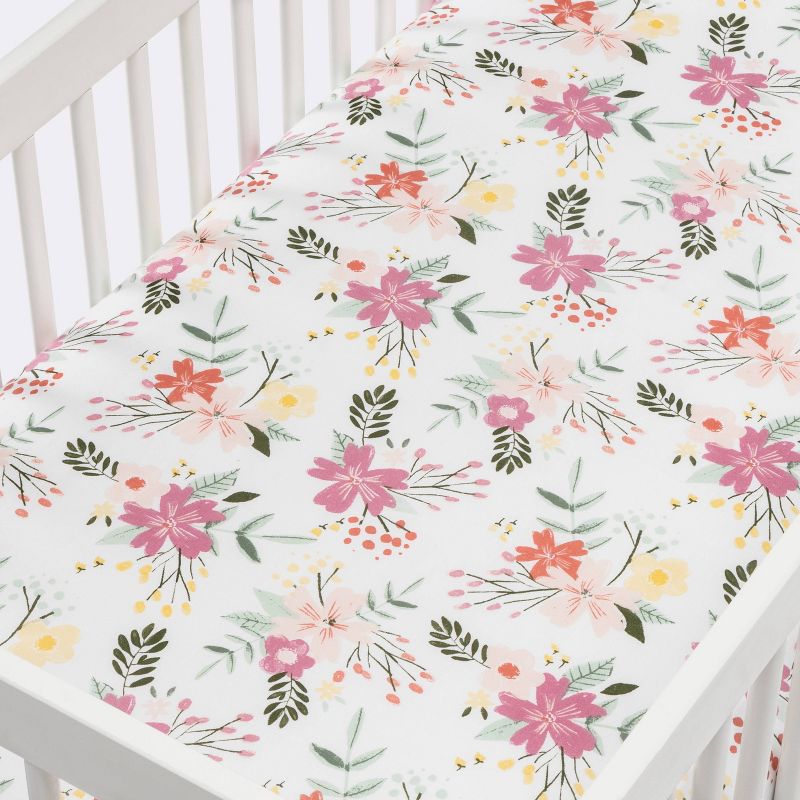 Fitted Crib Sheet Meadow - Cloud Island™ Green/Yellow/Pink