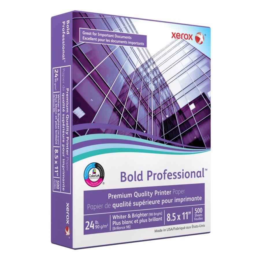Xerox 3R13038 Bold Professional Quality Paper, 8.5" x 11", 90 GSM, 98 Brightness, 92 Opacity, 24 lb - 1 Ream  (500 Sheets)
