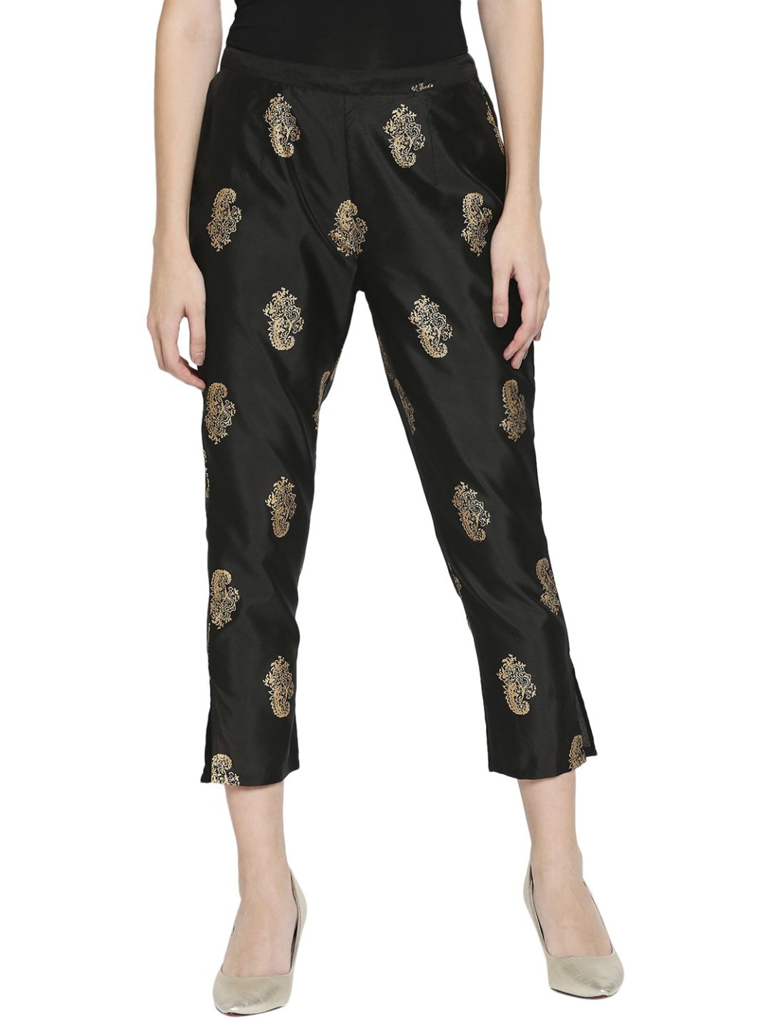 Ira Soleil Black Printed Pants