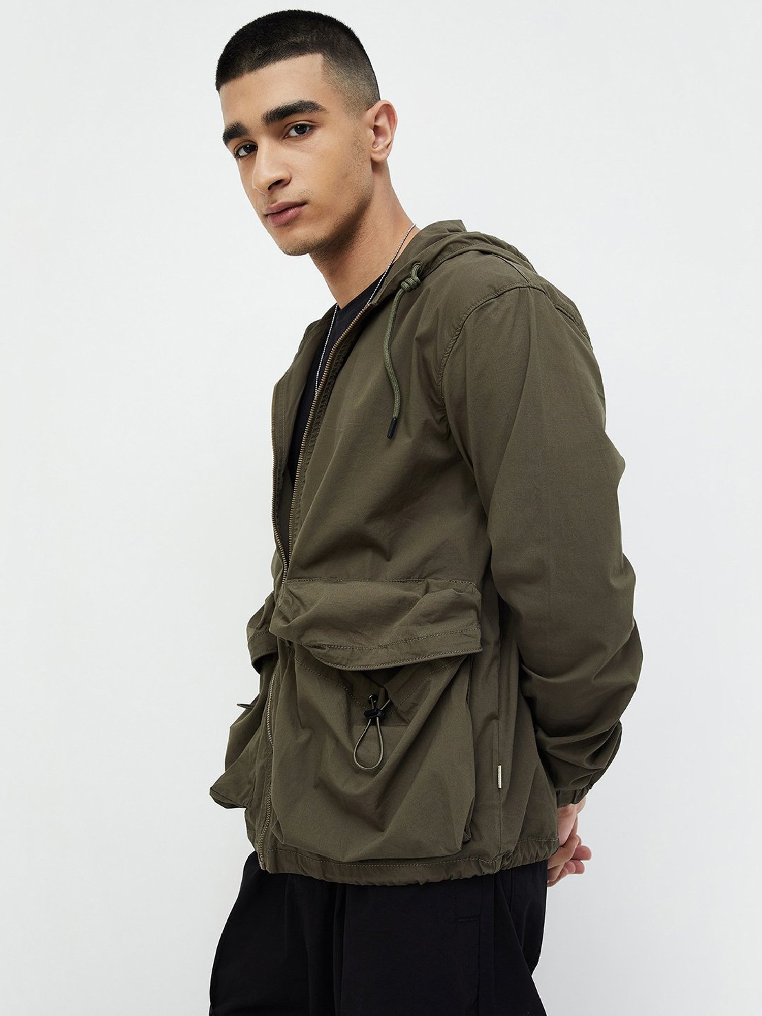 Forca by Lifestyle Dark Grey Regular Fit Hooded Jacket