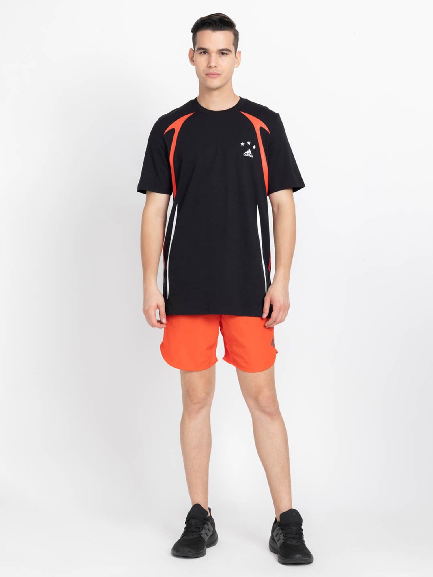 Adidas Black Regular Fit Printed Sports T-Shirt