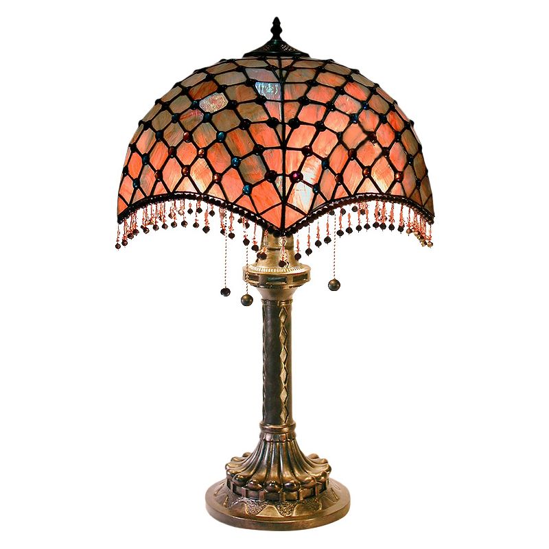 Tiffany Style Amber Beaded Table Lamp