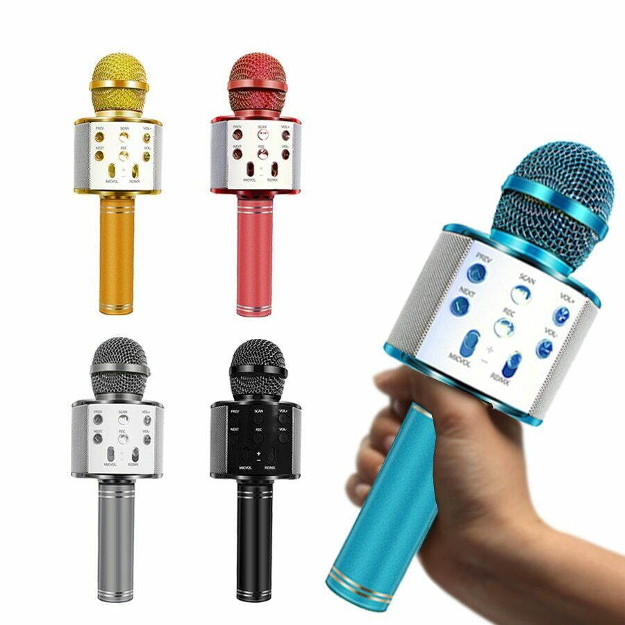 Wireless Bluetooth Karaoke Microphone KTV Mini Portable Speaker (Gold)