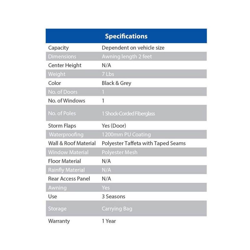 Napier Sportz Cove 61500 Mid to Full Size SUV Tailgate Shade Awning Tent, Gray