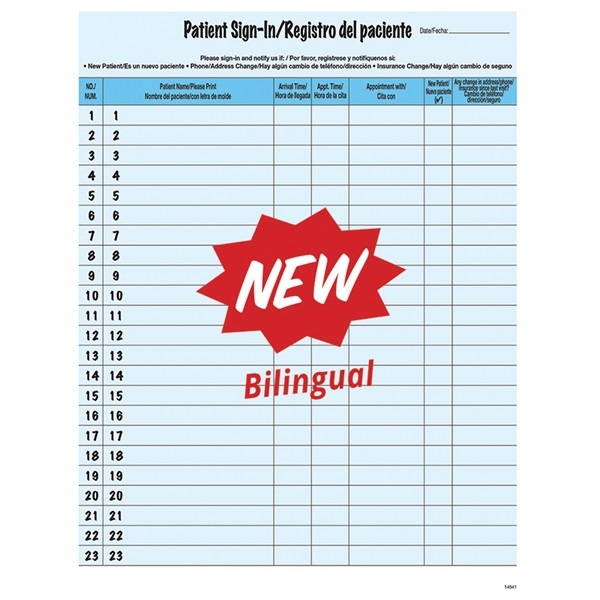 Tabbies Patient Sign-in Label Forms - Letter - 8 1/2" x 11" Sheet Size - Blue Sheet(s) - 125 / Pack