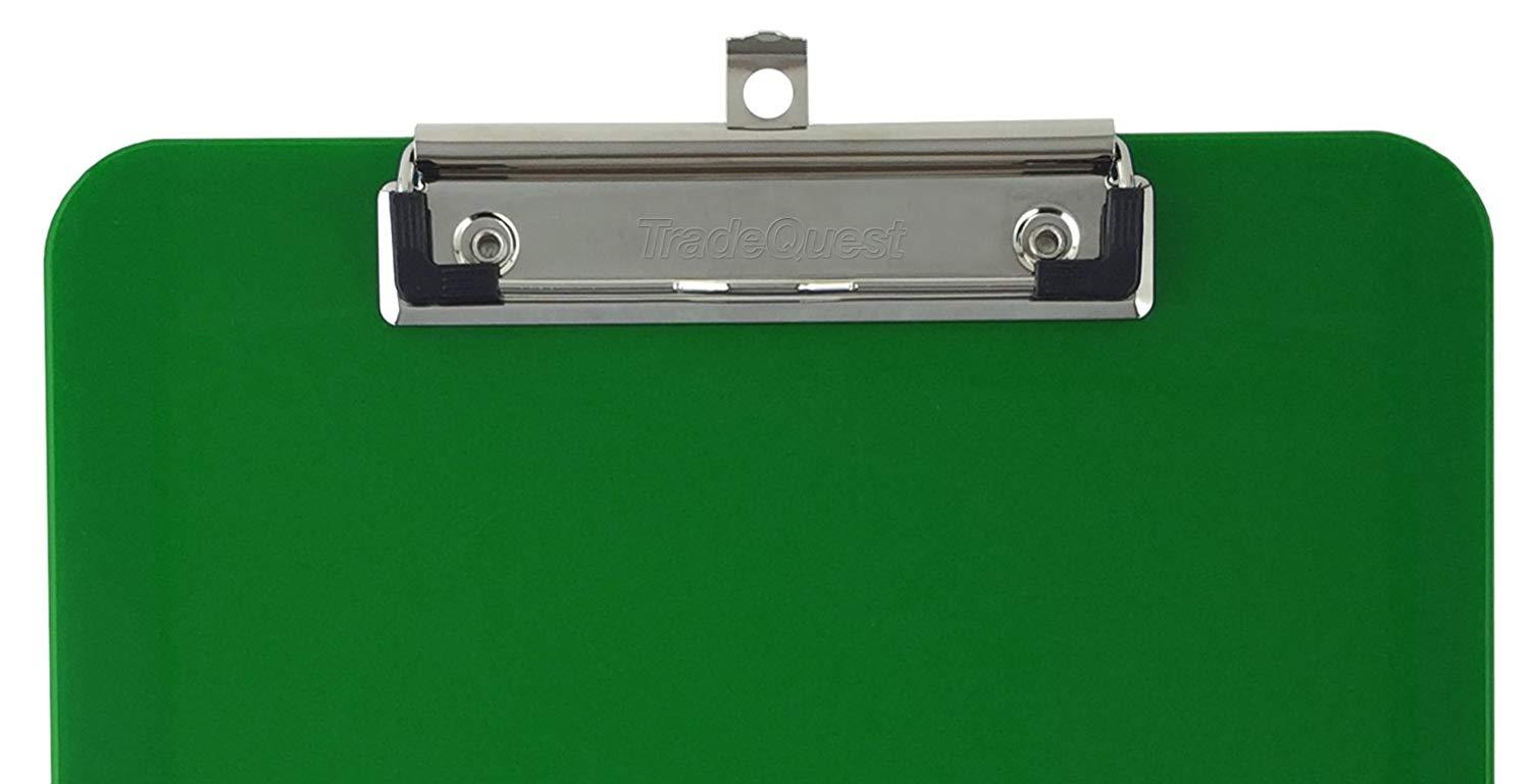 Trade Quest Plastic Clipboard Opaque Color Letter Size Low Profile Clip (Pack of 6) (Green)