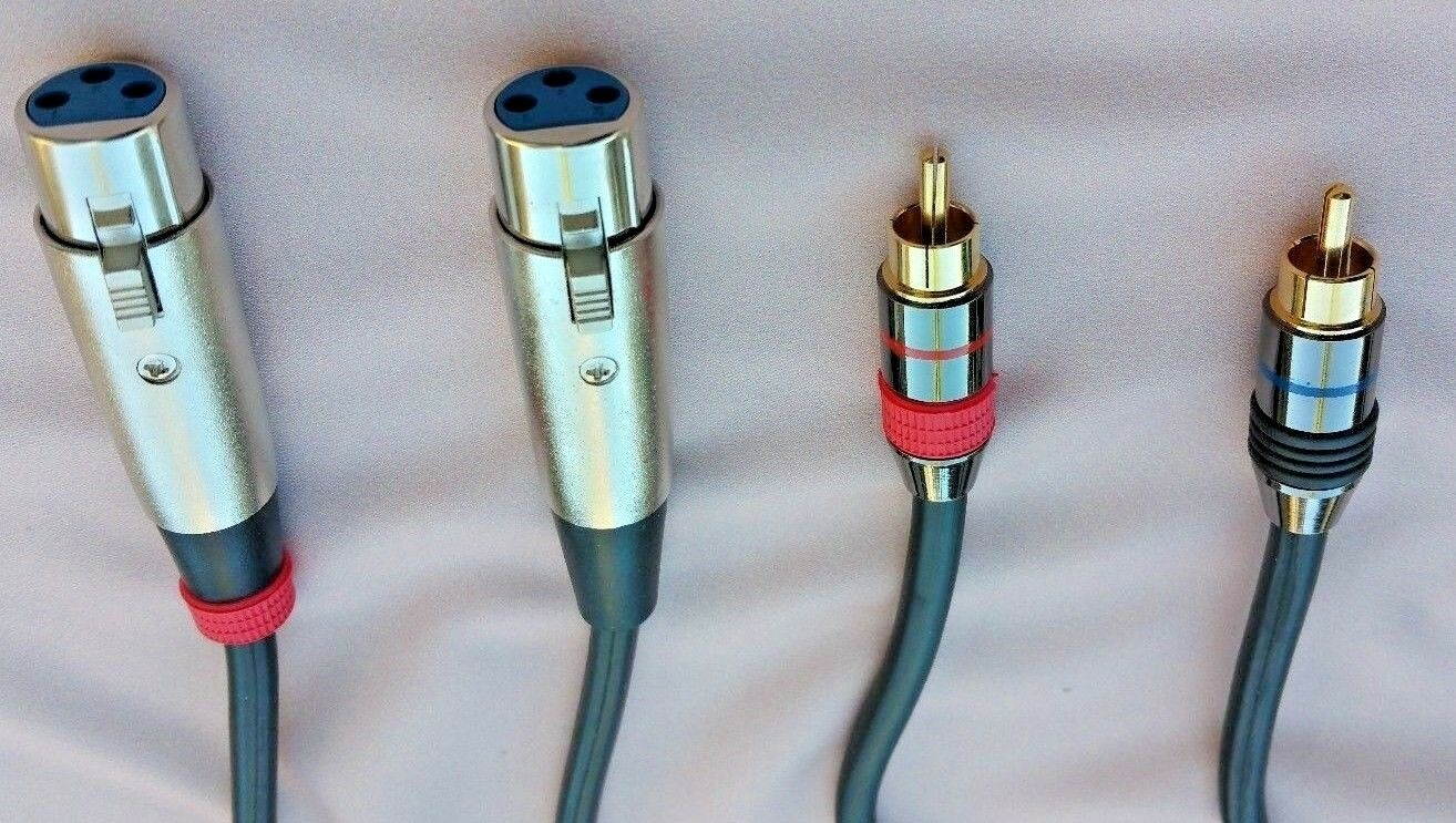 12'FT Shielded Dual XLR Female 3Pin to Dual RCA Male Patch Cable Pro Audio sound
